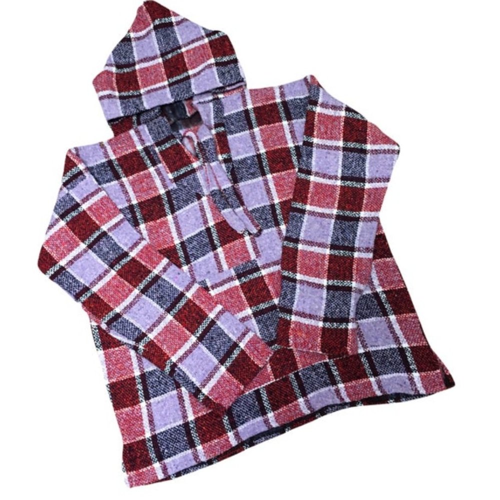 Handmade Mexican Baja Hoodie Poncho Sweatshirt- Size XL - Hippie & Bohemian